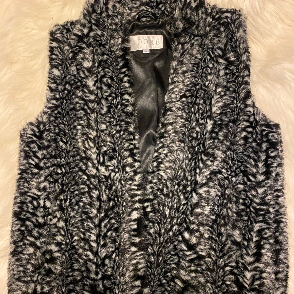 Adore Black and White Faux Fur Vest